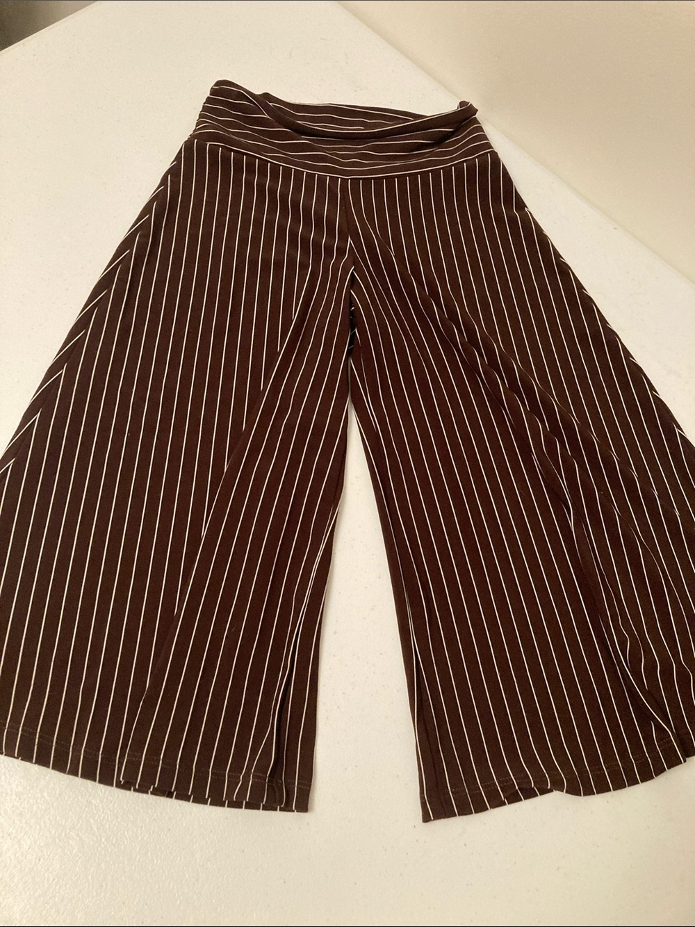 Girls Wide Leg Striped Palazzo Pants - Brown